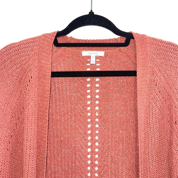 Maurices Matte Pink Chenille Knit Open Front Longline Cardigan Xsmall Women’s - Picture 4 of 12